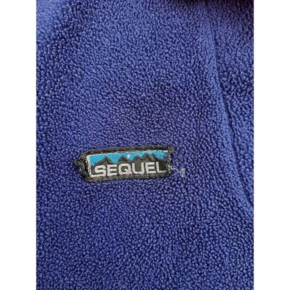 Vintage 90s Sequel Fleece Sweatshirt Color Block Size Small Navy Blue Red USA - Picture 4 of 9